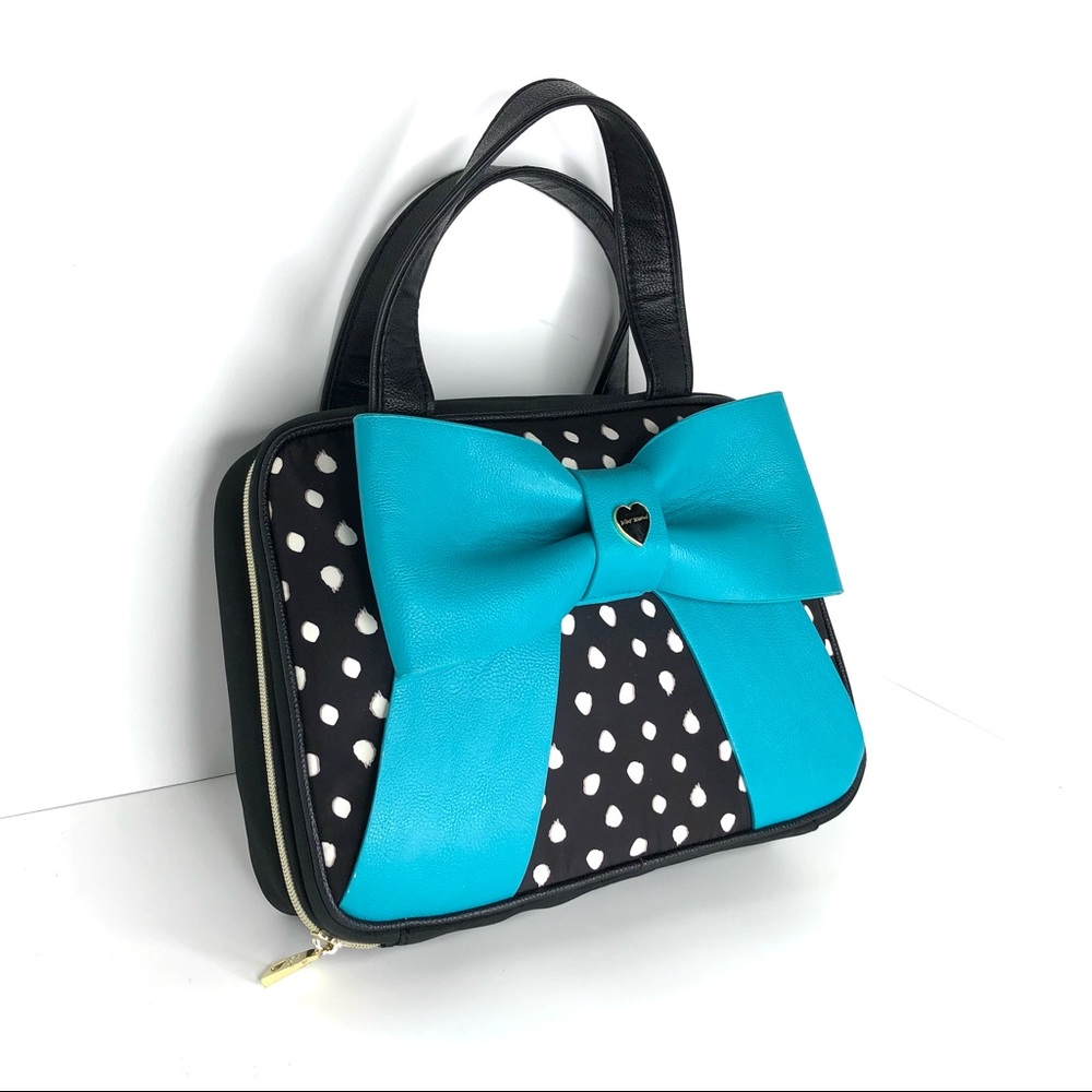 Betsey Johnson Polka Dot Teal Ribbon Bag - Picture 3 of 11